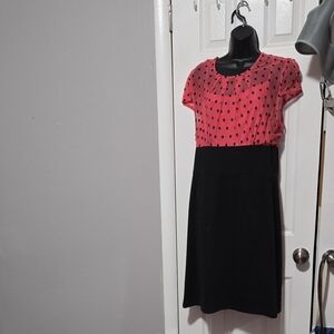 Pink and Black Polka Dot Dress